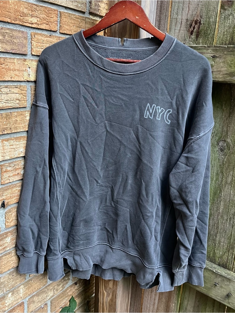 Aerie Oversized NYC Crewneck Sweatshirt - Charcoal